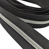 Black Zipper Tape with Silver Coils