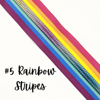Rainbow stripe zipper tape with rainbow coil