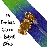 Ombre Green/Royal Blue Zipper Tape