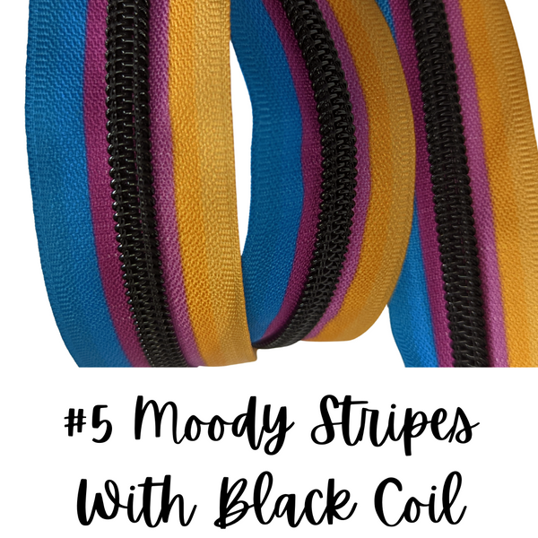 Moody Stripes Zipper Tape with Black Coils