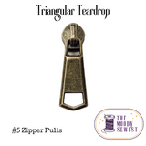 Triangular Teardrop #5 Zipper Pulls